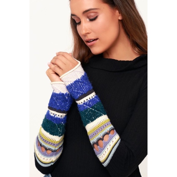 Free People Sweaters - Free People Mixed Up Cuff Mock Neck Thermal Top